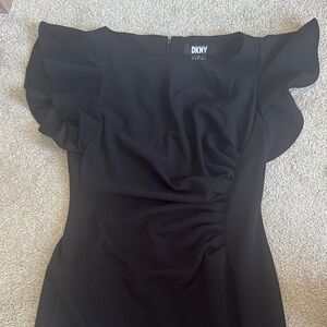 DKNY Black Mini Dress with Ruffle Detail
